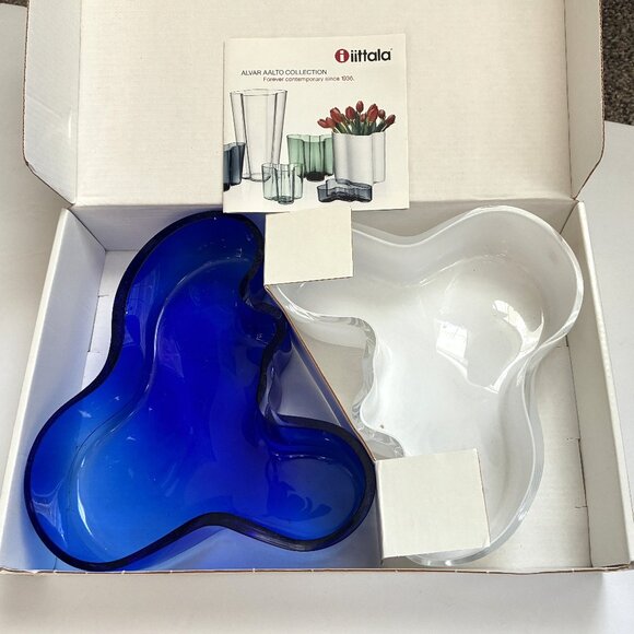 iittala Alvar Aalto Collection Glass Bowls - Set of 2 - NEW - Picture 1 of 8